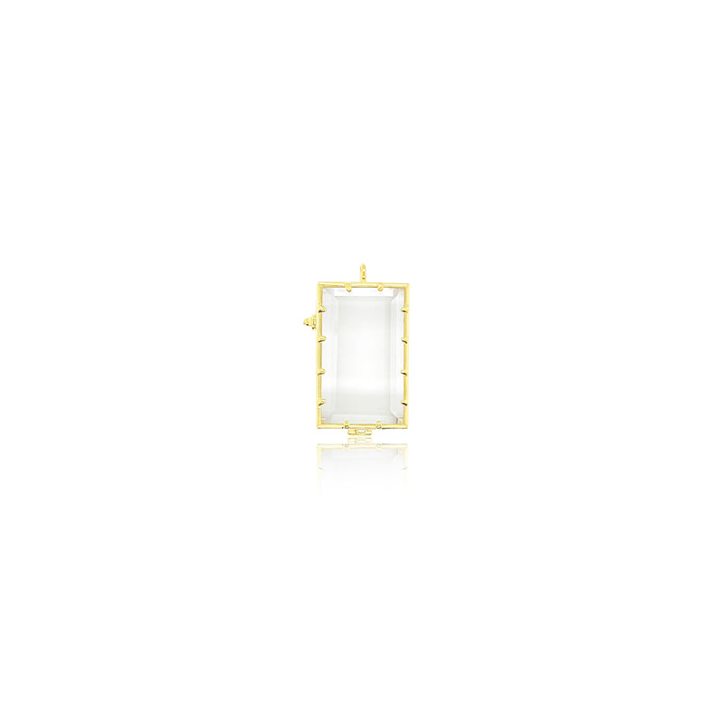 Rectangle Bouquet Photo Charm 14kt Yellow Gold  Picture Setting Wedding Gold Oval Bridal Memory Accents Frame Bling