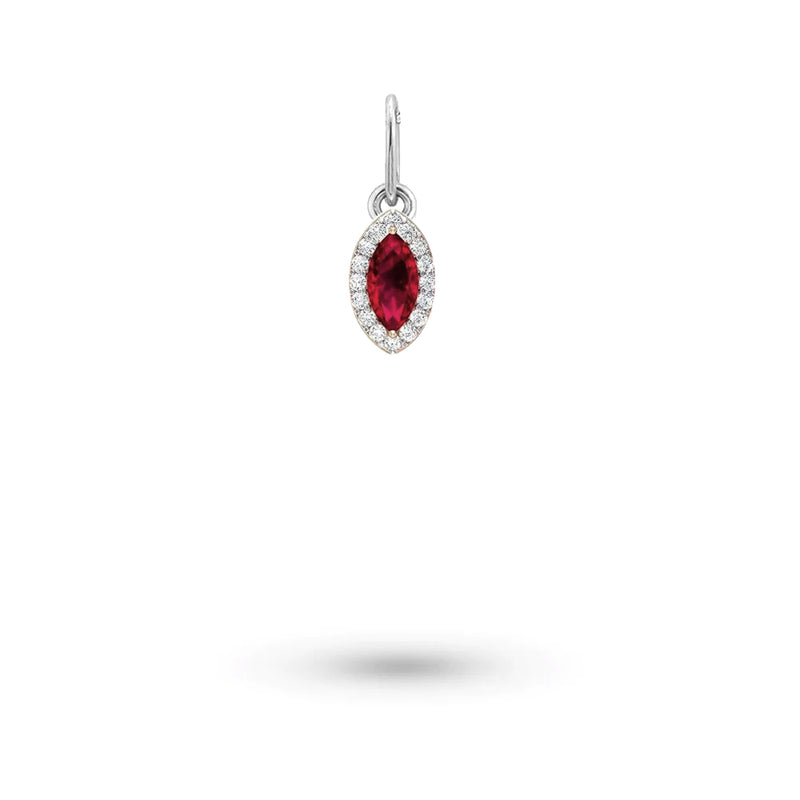 Ruby and Diamond Marquise Cut Hoop Charm