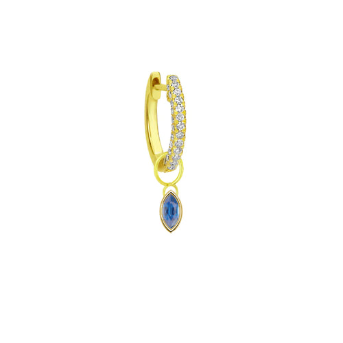 Blue Sapphire Marquise Cut Hoop Charm