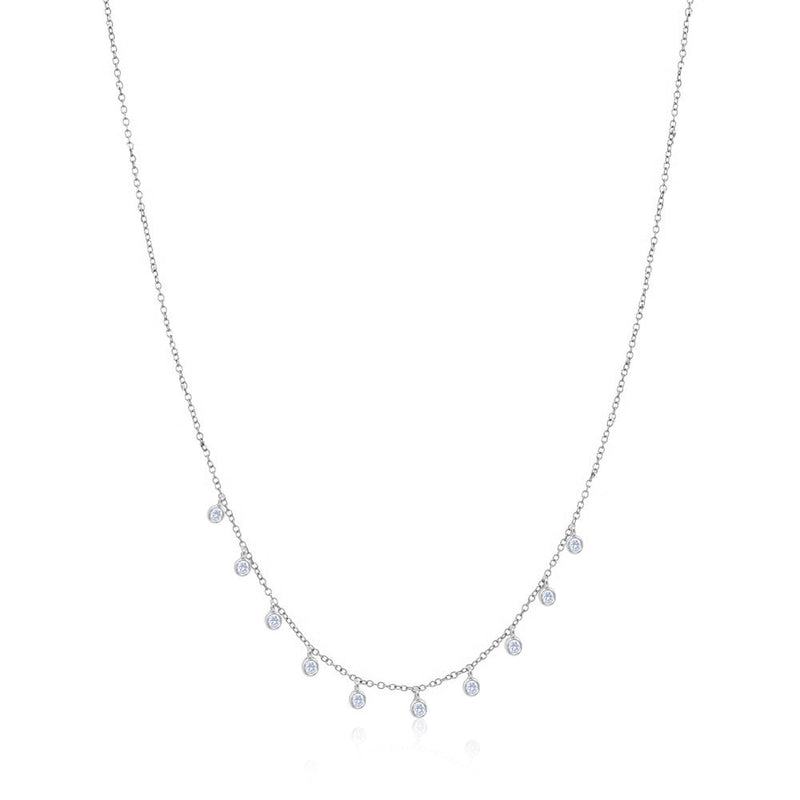 White Gold Choker with 10 Diamond Bezels