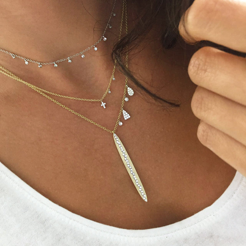 Dainty Cross and Bezel Diamond Necklace