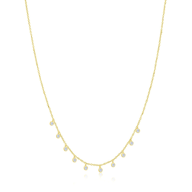 Yellow Gold Choker with Diamond 10 Bezels