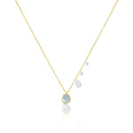 Yellow Gold Blue Topaz and Diamond Necklace