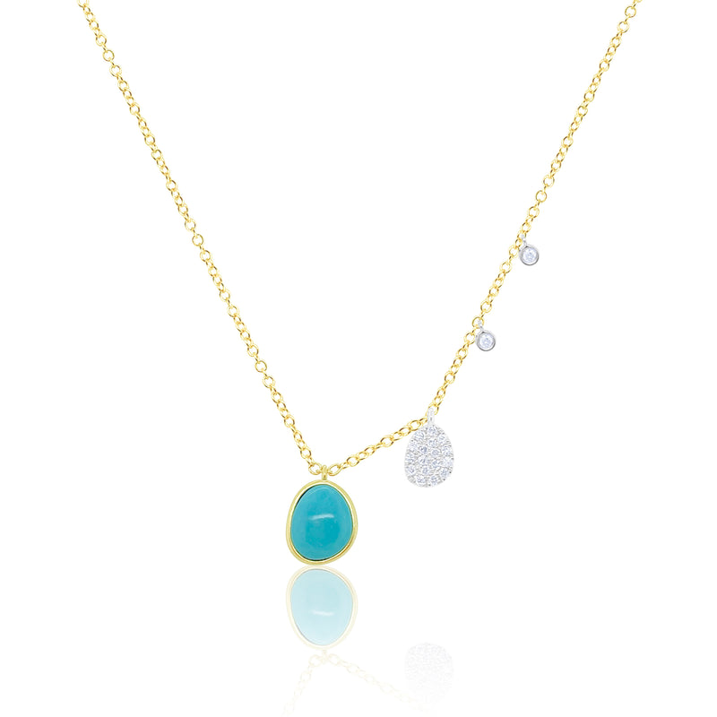 Two Tone Turquoise and Diamond Necklace