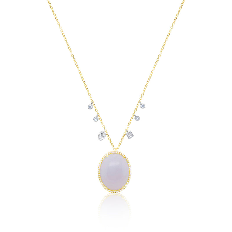 14kt Yellow Gold Chalcedony Diamond Necklace