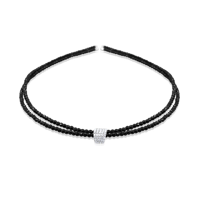 14kt White Gold and Diamond Choker with Hematite Beads