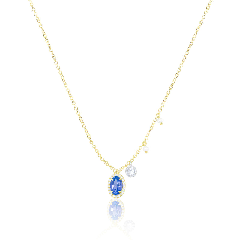 Yellow Gold Tanzanite and Diamond Necklace