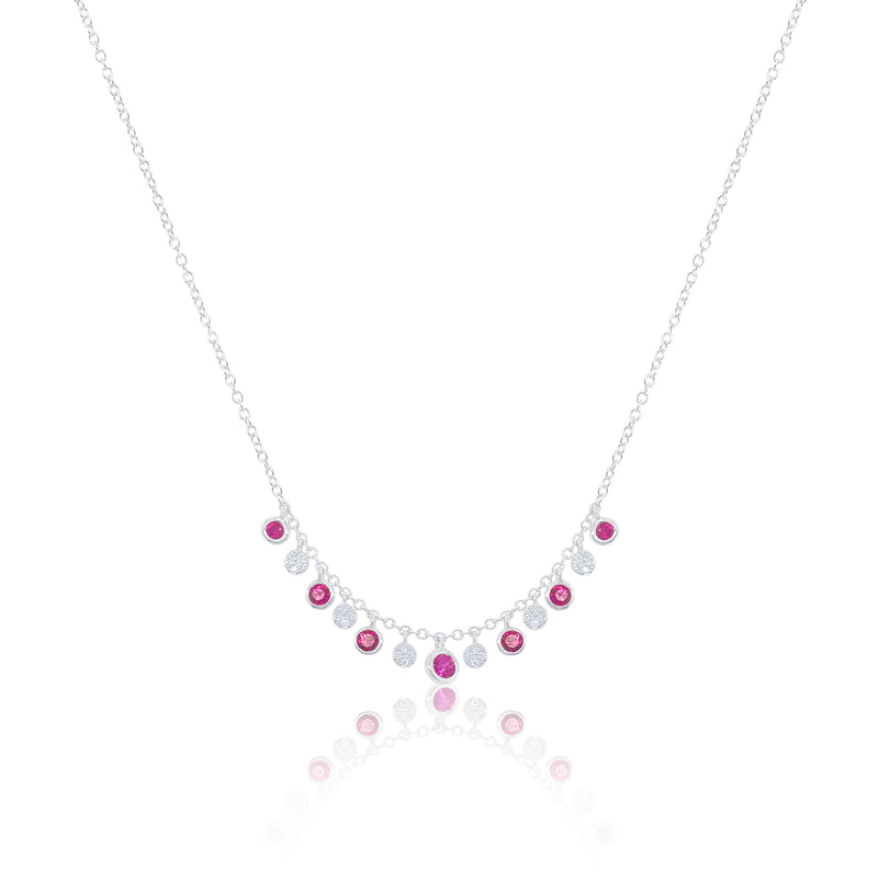 White Gold Pink Sapphire and Diamond Necklace