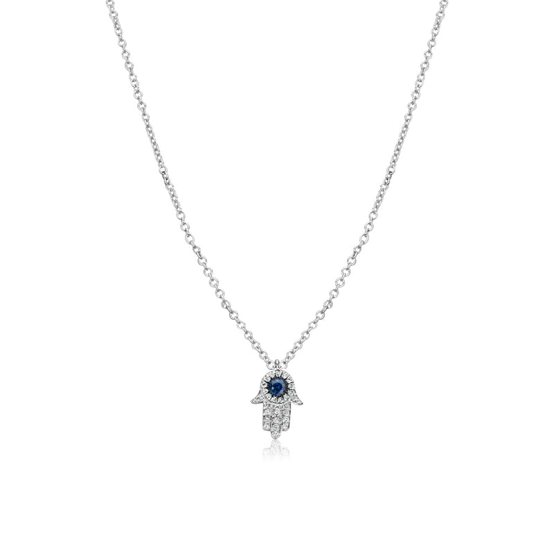 Blue Sapphire Hamsa Necklace