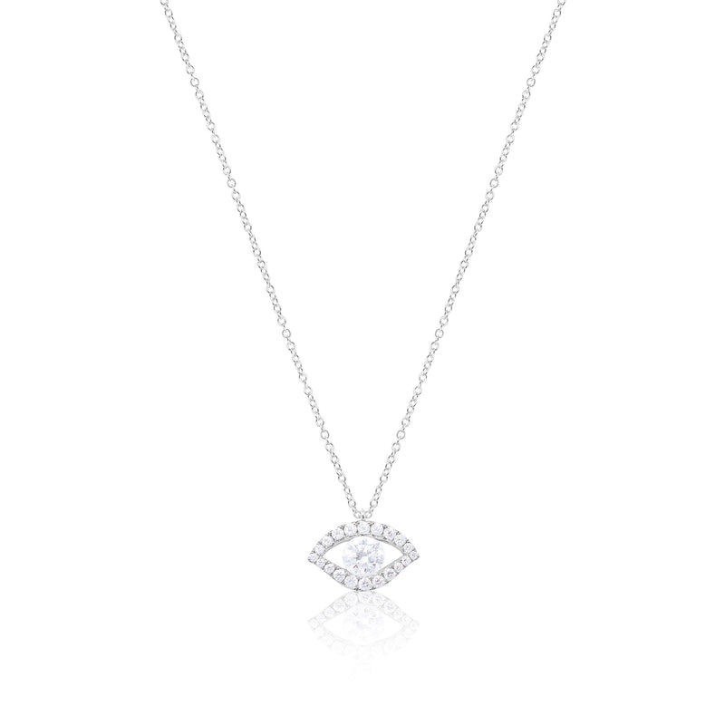 White Gold LAB Evil Eye Neckalce