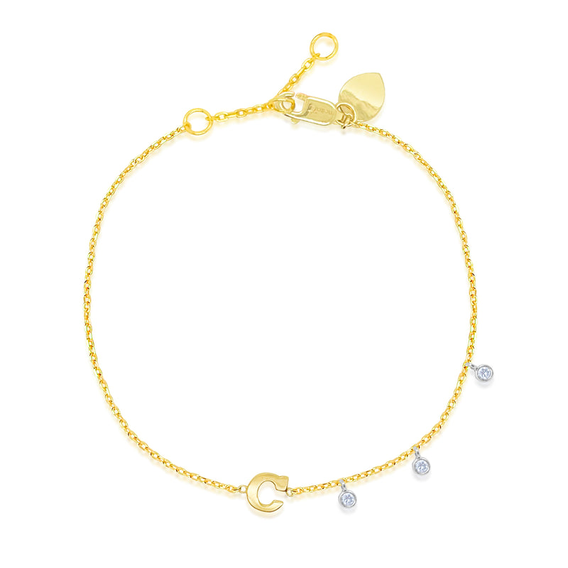 Gold Initial Necklace With Diamond Charms
