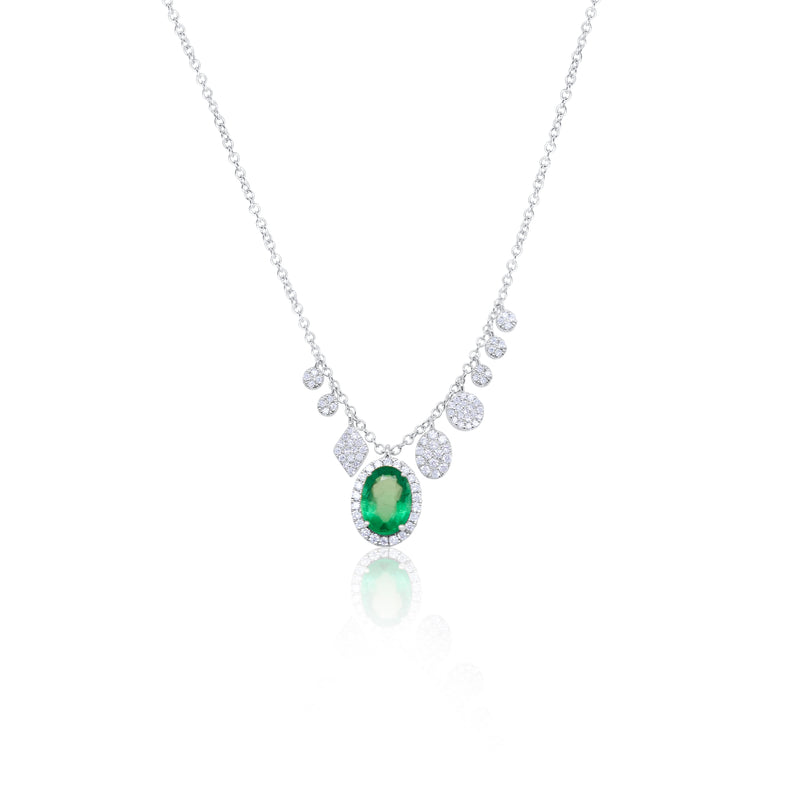 White Gold Emerald Necklace