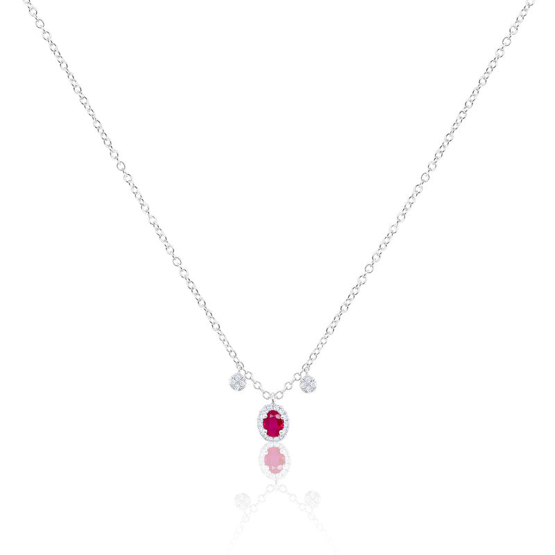 White Gold  Ruby Diamond Necklace
