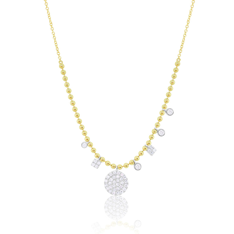 Yellow Gold Ball Chain Diamond Necklace