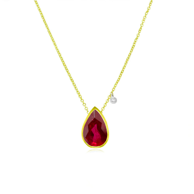 July Birthstone | Ruby Pear Necklace