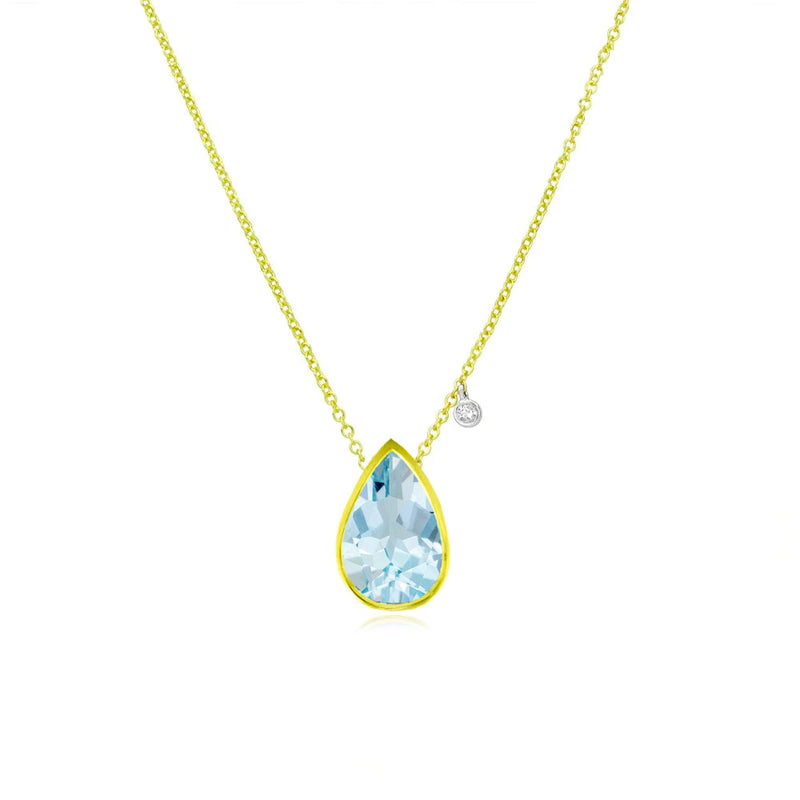March Birthstone | Aquamarine Pear Necklace