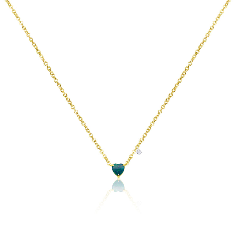 Yellow Gold Mini Opal Heart Necklace