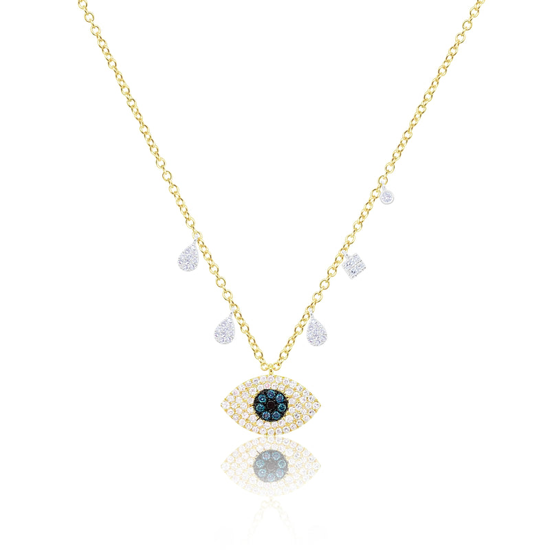 Yellow Gold Diamond Evil Eye Necklace