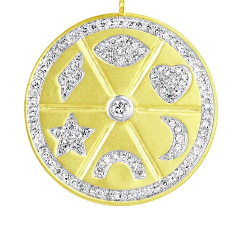 14kt Yellow Gold Diamond Symbol Disc
