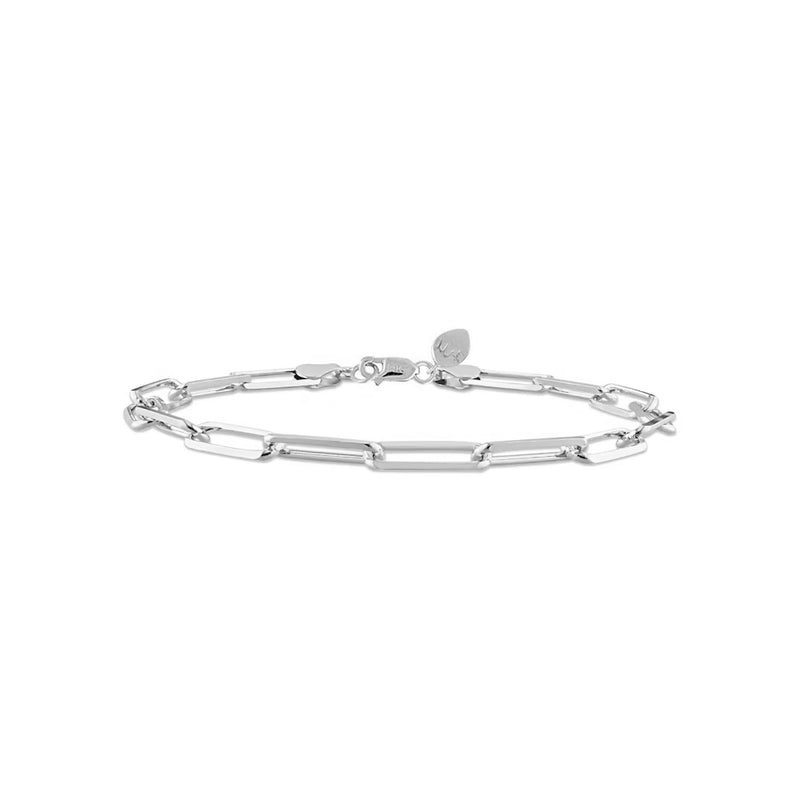 14kt White Gold Paper Clip Ankle Bracelet 9 Inches