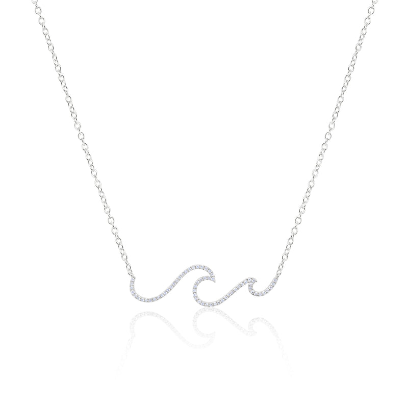 White Gold Diamond Wave Necklace