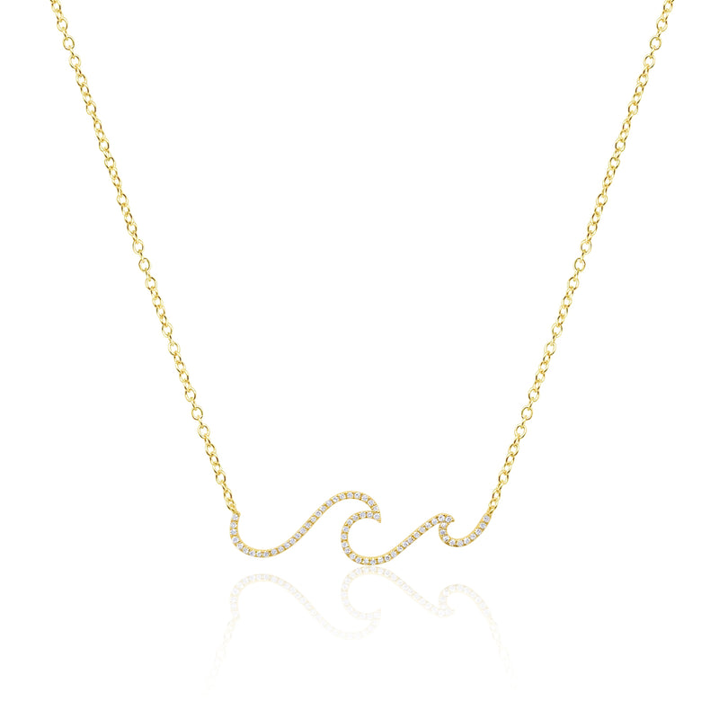 Yellow Gold Diamond Wave Necklace