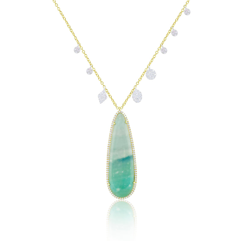 Yellow Gold Diamond and Opalized Wood Necklace IN STOCK READY TO SHIP