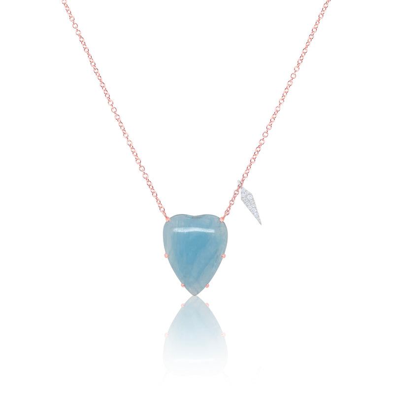 Rose Gold Aquamarine Heart Necklace
