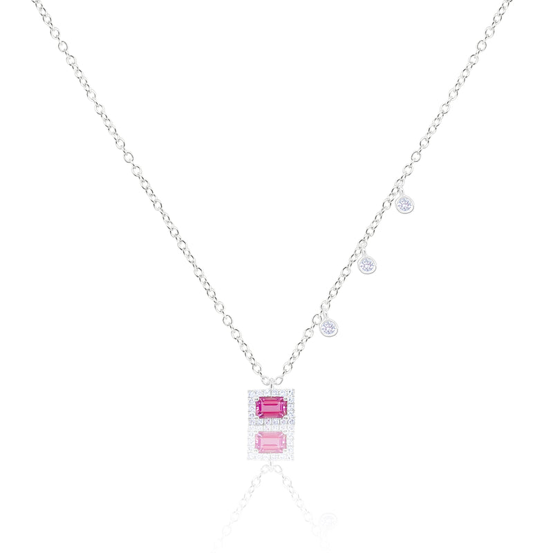 Dainty Pink Sapphire and Diamond Necklace