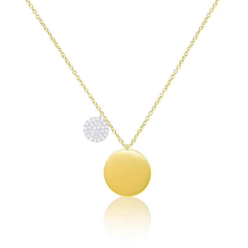 Yellow Gold Disc and Diamond Disc Necklace IN STOCK READY TO SHIP
