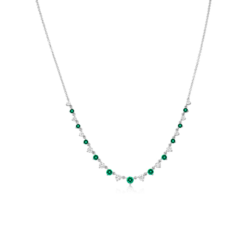 White Gold Emerald and Diamond Necklace