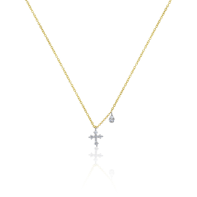 Diamond Cross And Charm Necklace