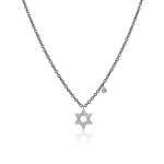 Space Black Jewish Star Diamond Charm Necklace