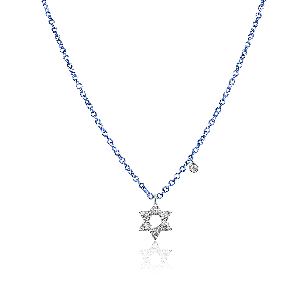 Galactic Blue Star of David Diamond Charm Necklace – Meira T Boutique
