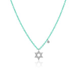 Mermaid Blue Jewish Star Diamond Charm Necklace