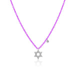 Groovy Purple Jewish Star Diamond Charm Necklace