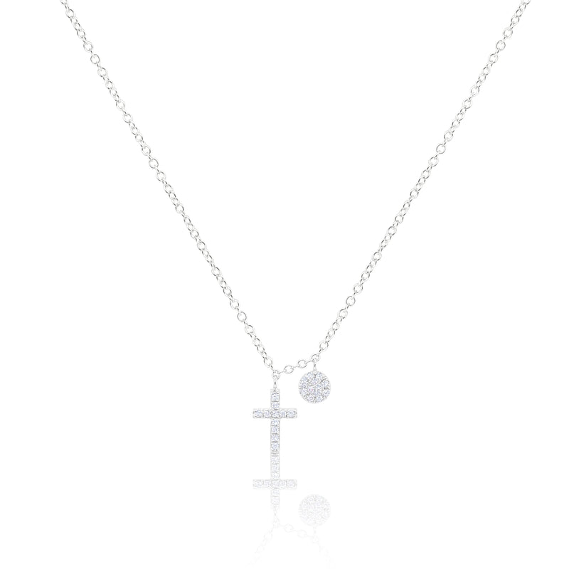 White Gold Dainty Diamond Cross