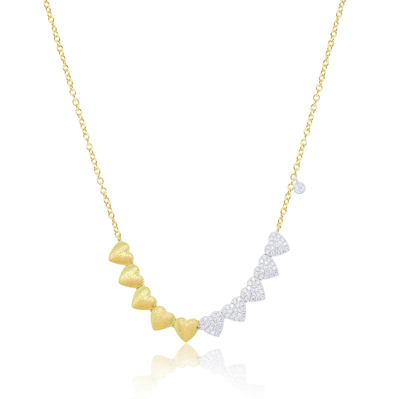 Yellow Gold Diamond Hearts Necklace