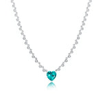 White Gold Lab Grown Paraiba Heart Necklace