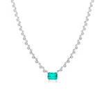 White Gold Diamond and Lab Grown Pariba Necklace