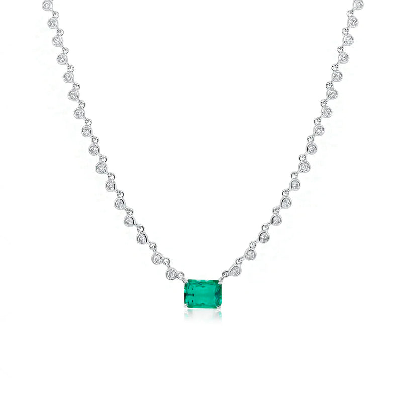 White and Yellow Gold Emerald Necklace