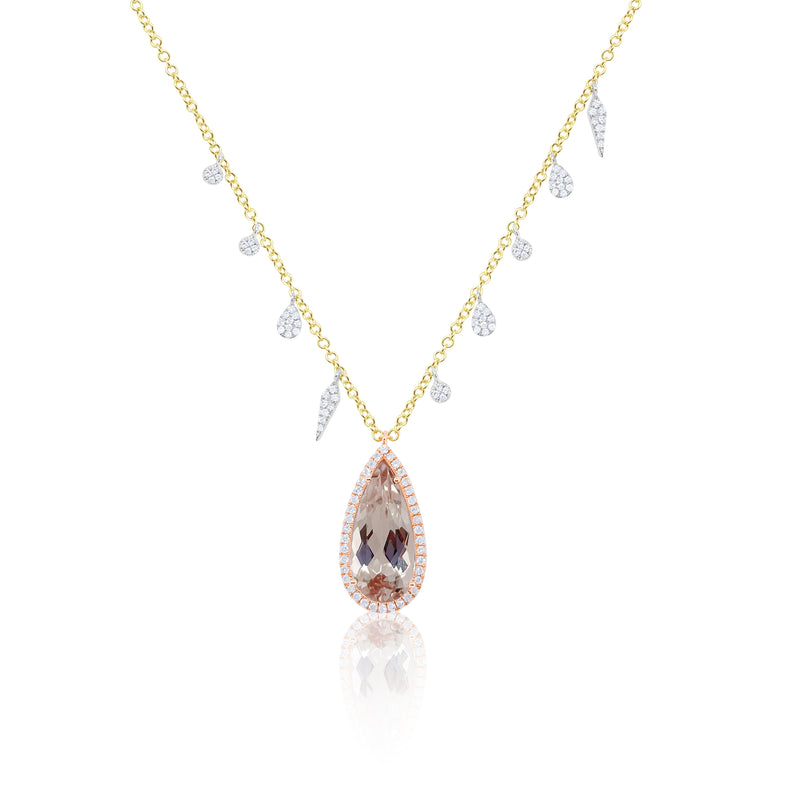 Statement Morganite and Diamond Charms Necklace