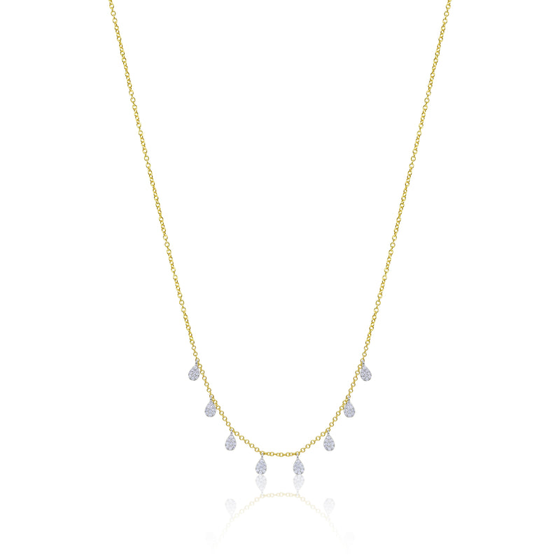 Yellow Gold Dainty Diamond Charm Necklace