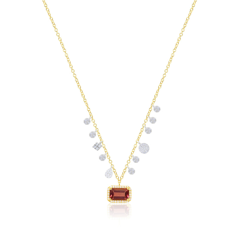 14kt Yellow Gold Pink Sapphire Diamond Necklace