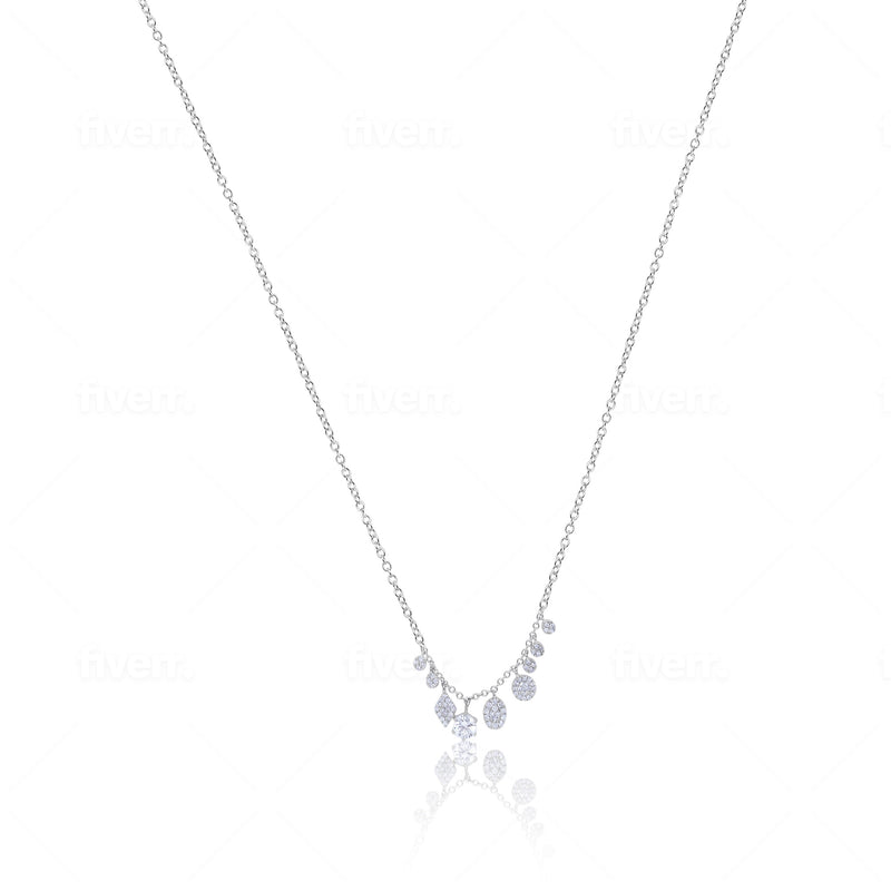 White Gold Dainty Diamond Charms Necklace