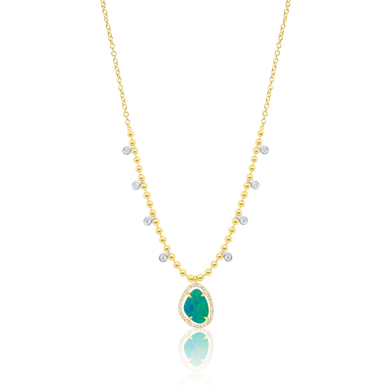 Yellow Gold Diamond Ball Chain Necklace
