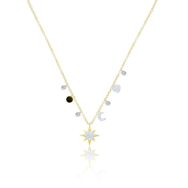 Two Tone Celestial Symbols Necklace