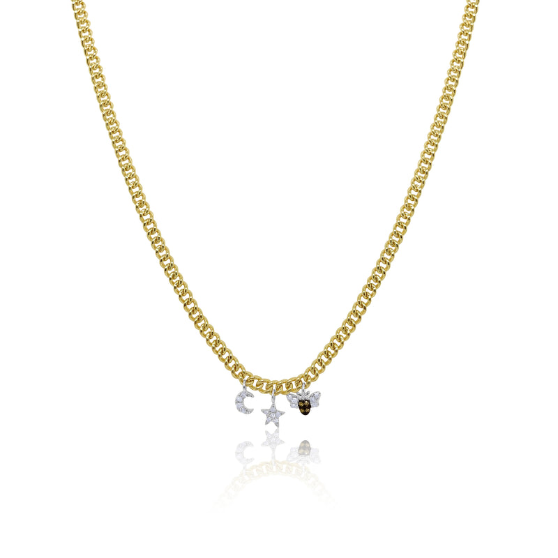 Cuban Chain Diamond Charms Necklace