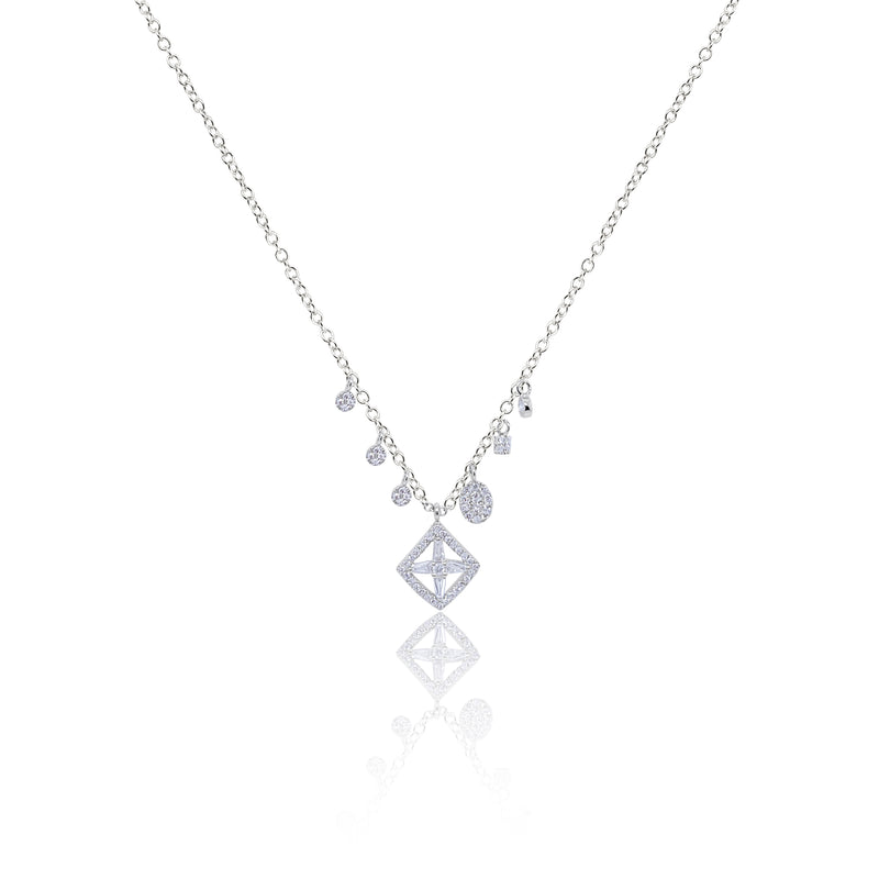 White Gold Delicate Baguette Diamond Necklace- ONLINE EXLUSIVE