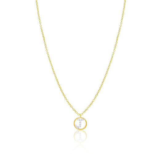 Dainty Yellow Gold Diamond Initials Necklace- LETTER A, LETTER J, LETTER M